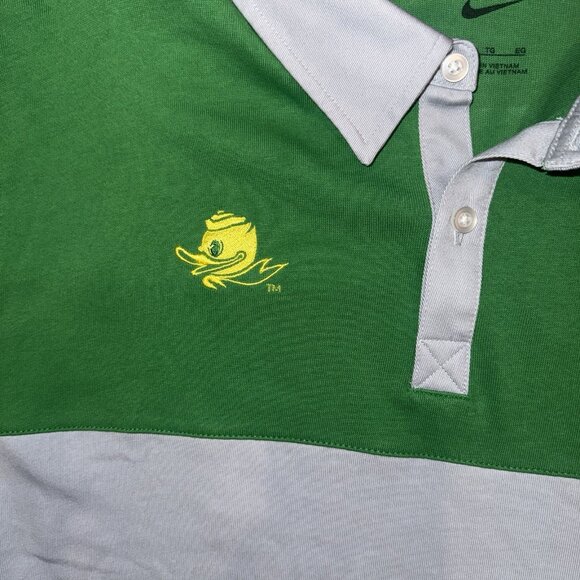 Oregon Ducks Rugby Shirt Men XL Green Gray Nike Colorblock Polo Long Sleeve - Picture 3 of 6